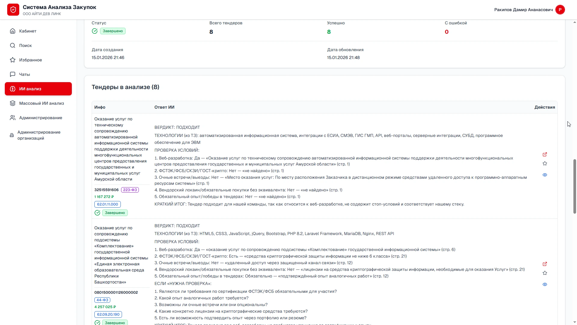 ИИ-анализ тендеров